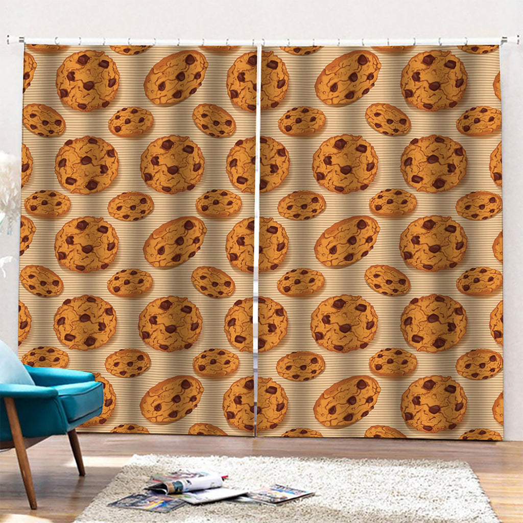 Chocolate Chip Cookie Pattern Print Pencil Pleat Curtains