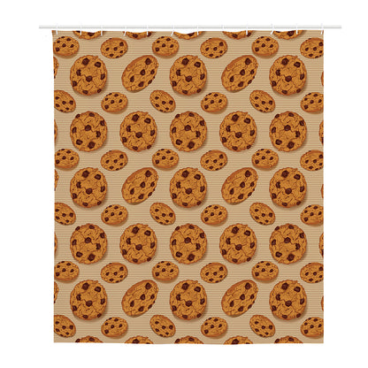 Chocolate Chip Cookie Pattern Print Polyester Shower Curtain