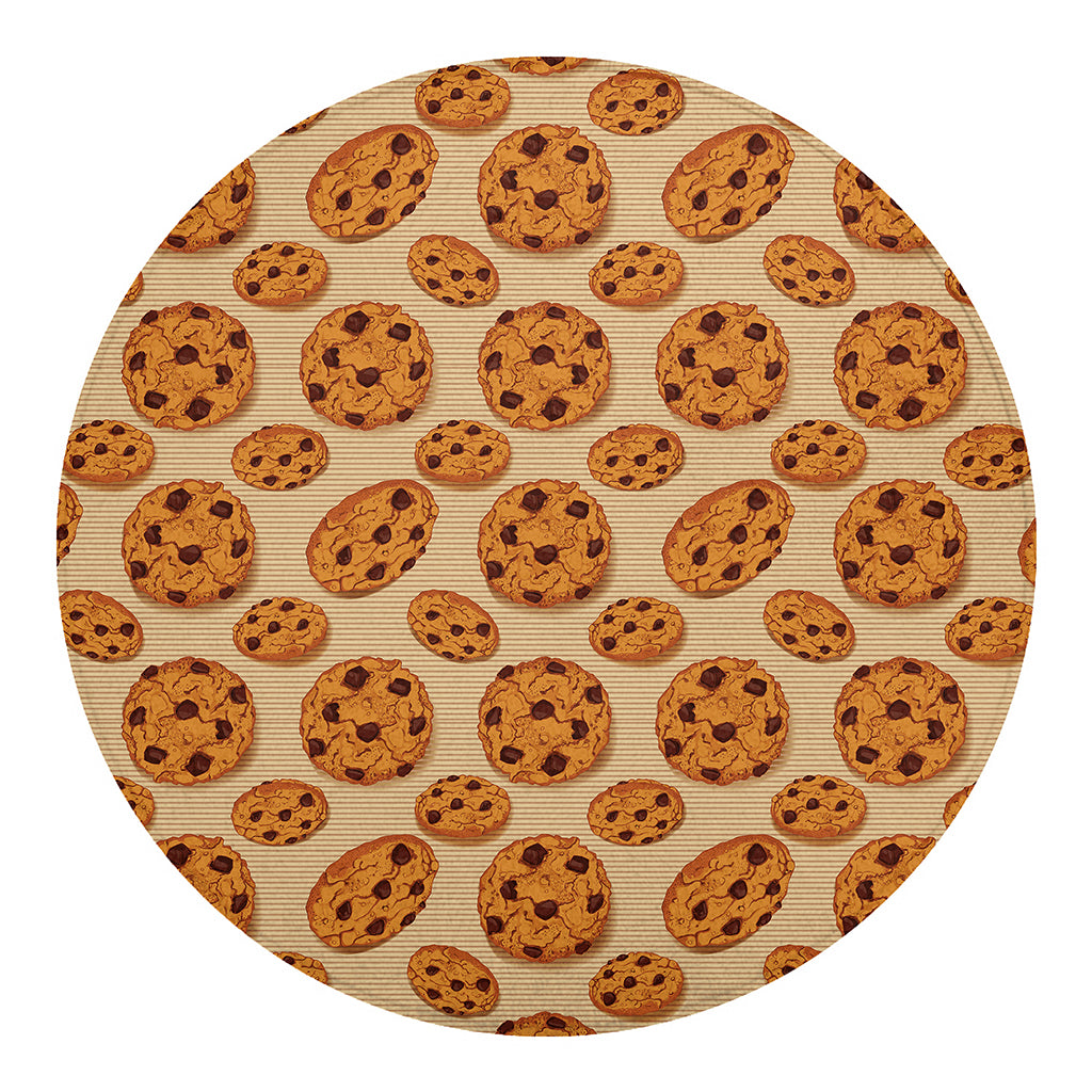 Chocolate Chip Cookie Pattern Print Round Blanket