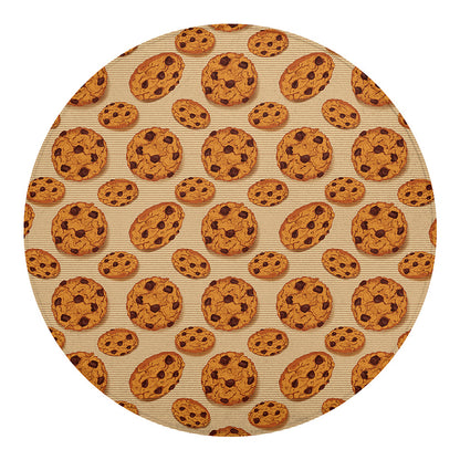 Chocolate Chip Cookie Pattern Print Round Blanket