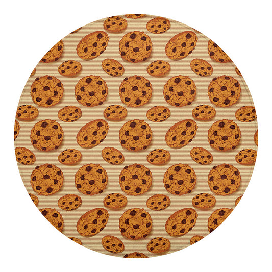 Chocolate Chip Cookie Pattern Print Round Blanket