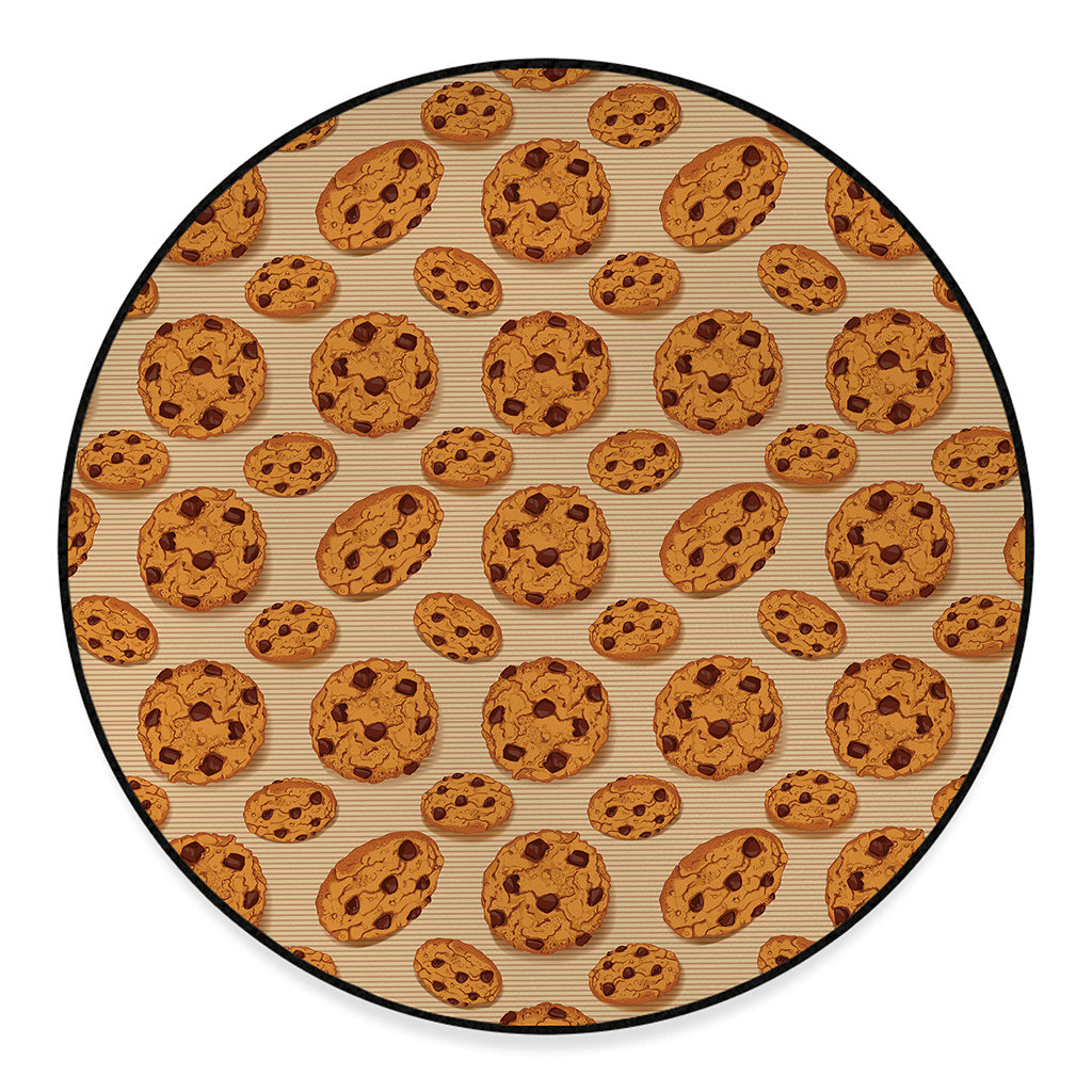 Chocolate Chip Cookie Pattern Print Round Floor Mat