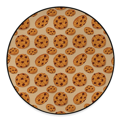 Chocolate Chip Cookie Pattern Print Round Floor Mat