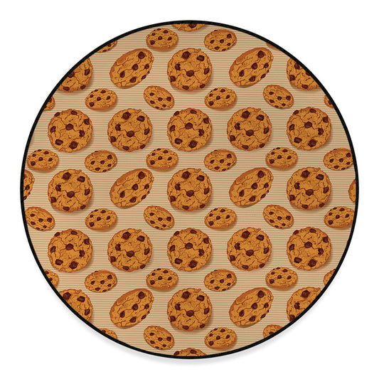 Chocolate Chip Cookie Pattern Print Round Floor Mat