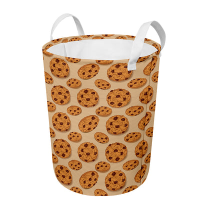 Chocolate Chip Cookie Pattern Print Round Laundry Basket
