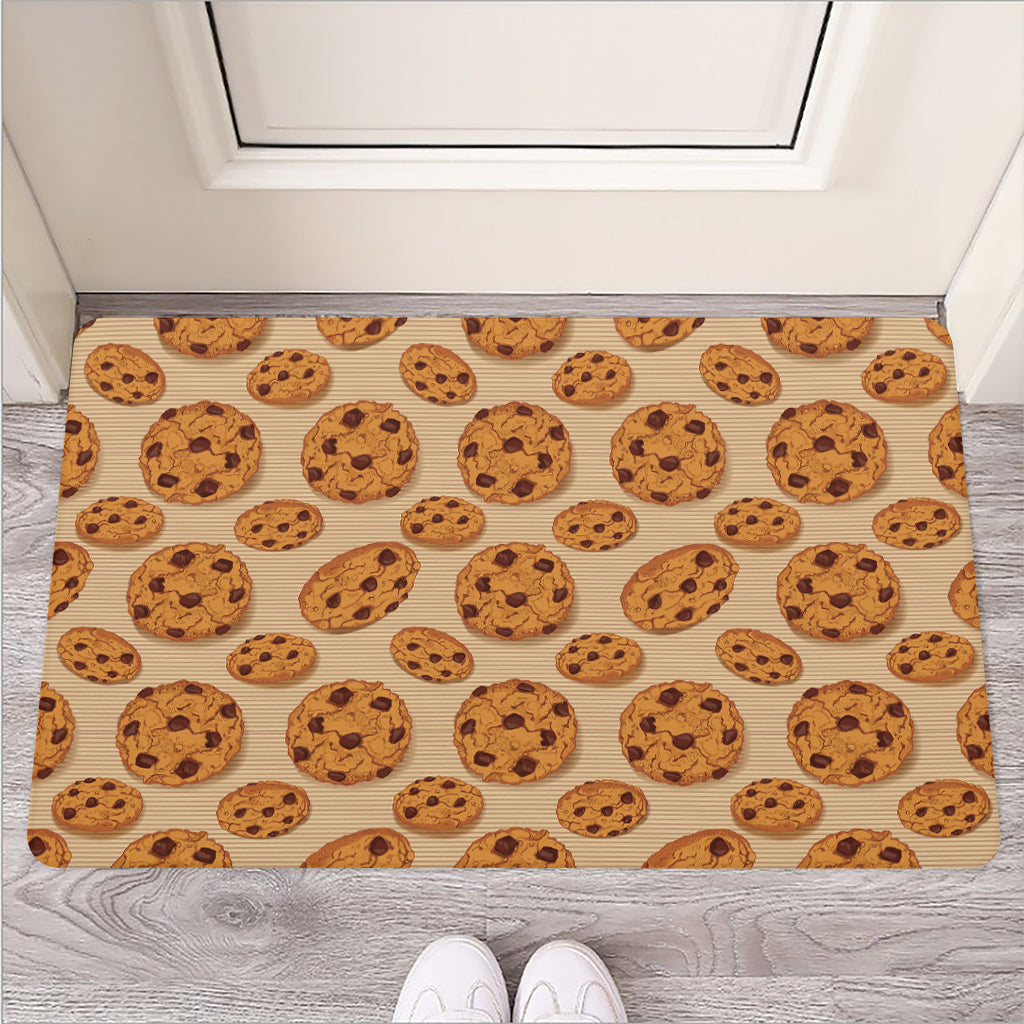 Chocolate Chip Cookie Pattern Print Rubber Doormat