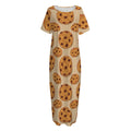 Chocolate Chip Cookie Pattern Print Short Sleeve Long Nightdress