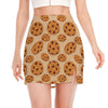 Chocolate Chip Cookie Pattern Print Side Slit Mini Skirt