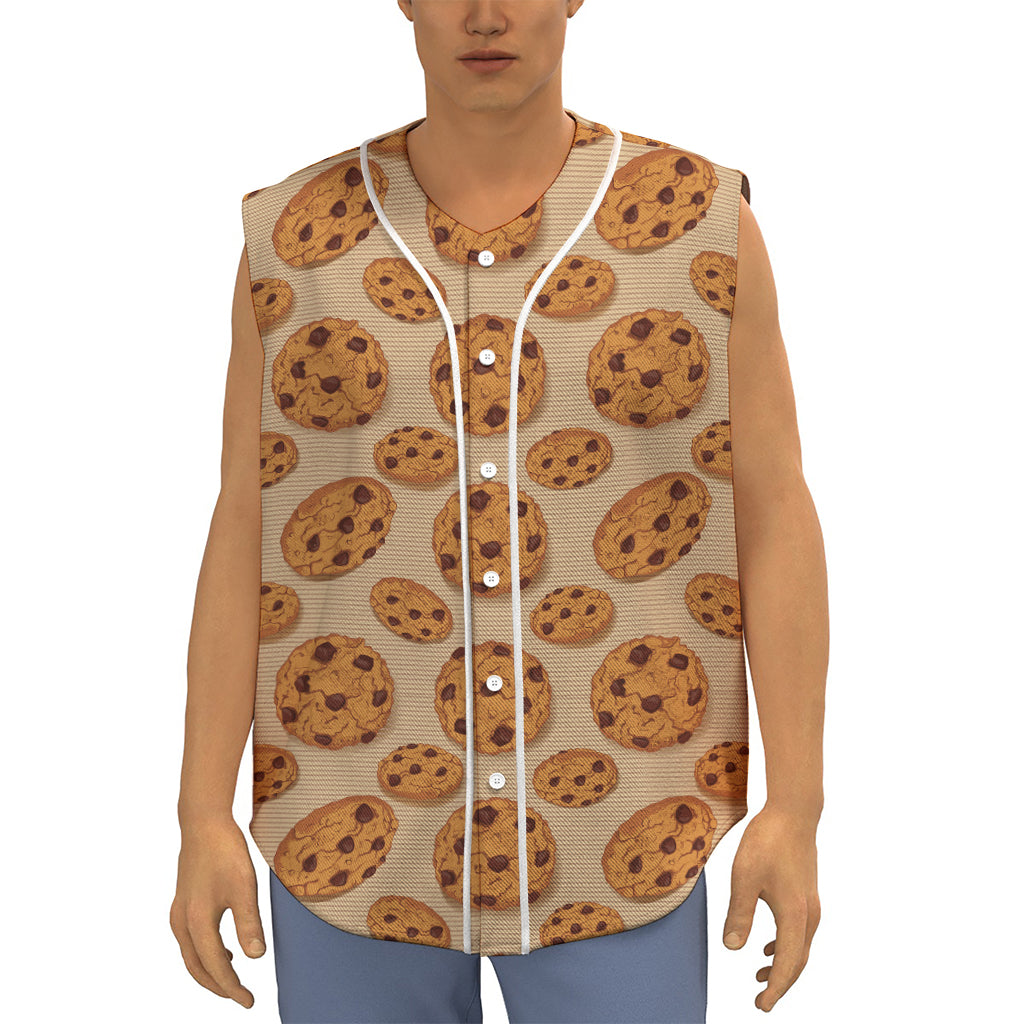 Chocolate Chip Cookie Pattern Print Sleeveless Baseball Jersey
