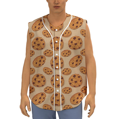 Chocolate Chip Cookie Pattern Print Sleeveless Baseball Jersey