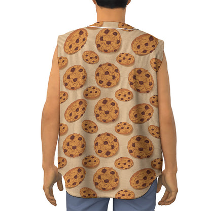 Chocolate Chip Cookie Pattern Print Sleeveless Baseball Jersey