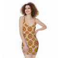 Chocolate Chip Cookie Pattern Print Sleeveless Bodycon Dress