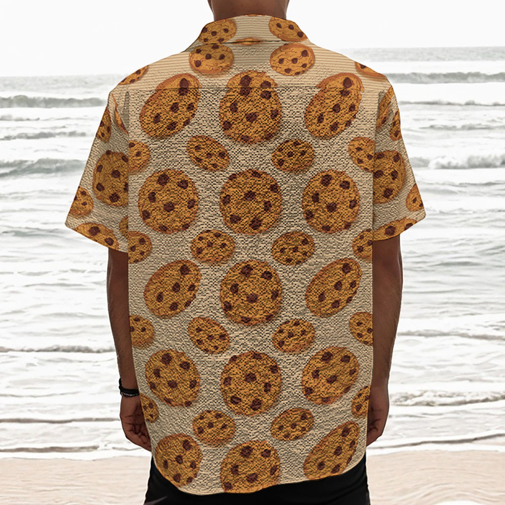 Chocolate Chip Cookie Pattern Print Textured Short Sleeve Shirt