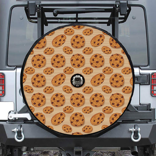 Chocolate Chip Cookie Pattern Print Tire Cover With Camera Hole