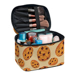 Chocolate Chip Cookie Pattern Print Travel Makeup Bag