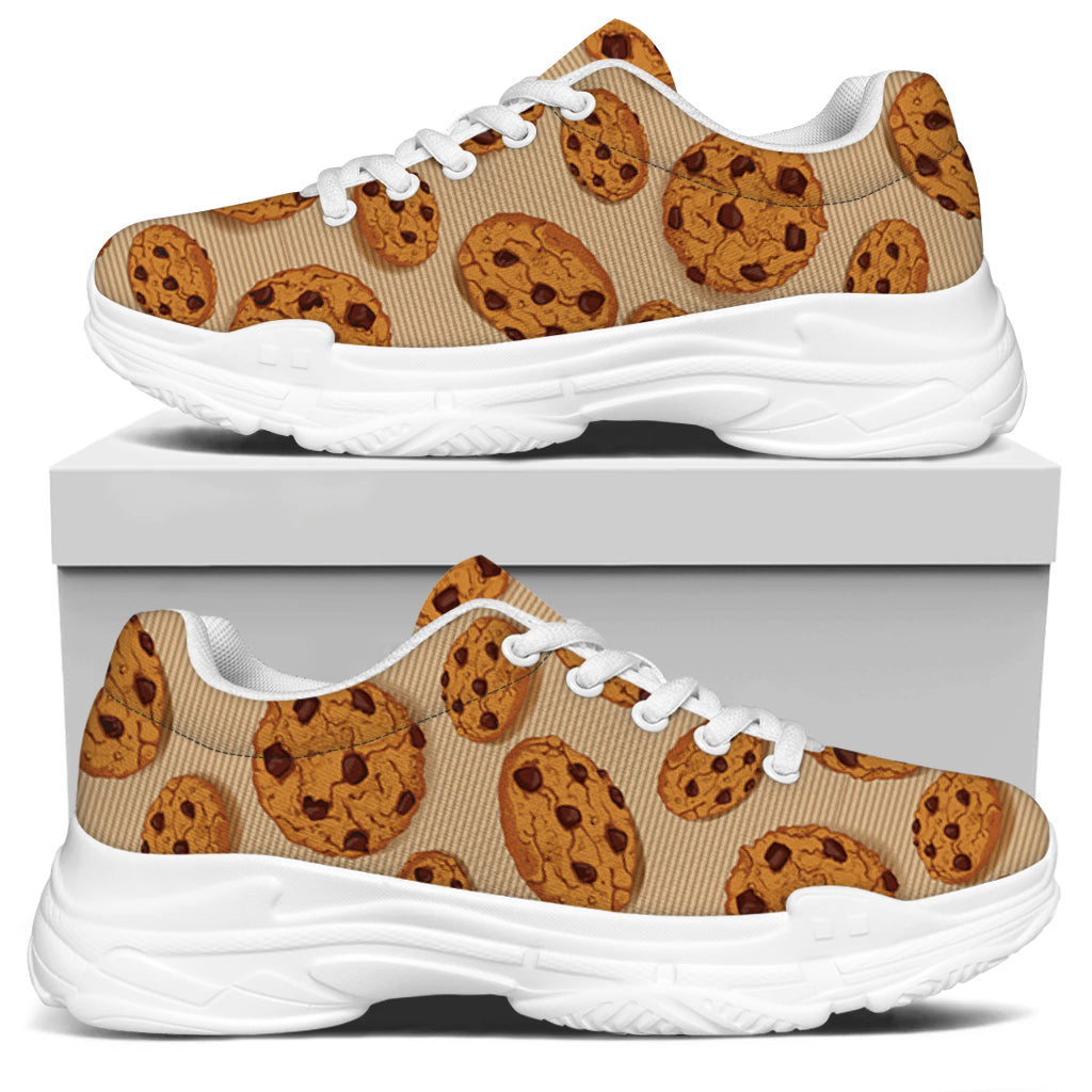 Chocolate Chip Cookie Pattern Print White Chunky Shoes
