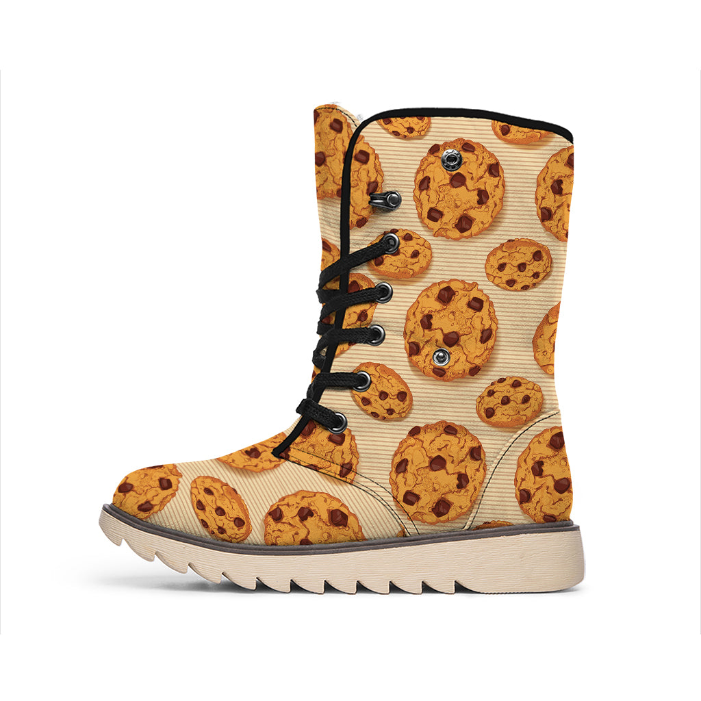 Chocolate Chip Cookie Pattern Print Winter Boots
