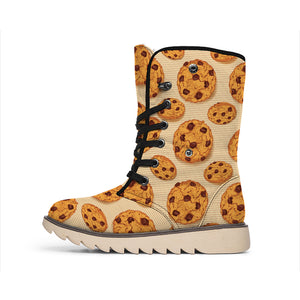 Chocolate Chip Cookie Pattern Print Winter Boots