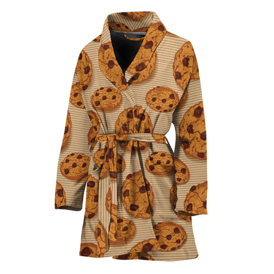 Chocolate Chip Cookie Pattern Print Women's Bathrobe