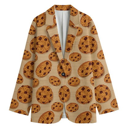 Chocolate Chip Cookie Pattern Print Women's Blazer
