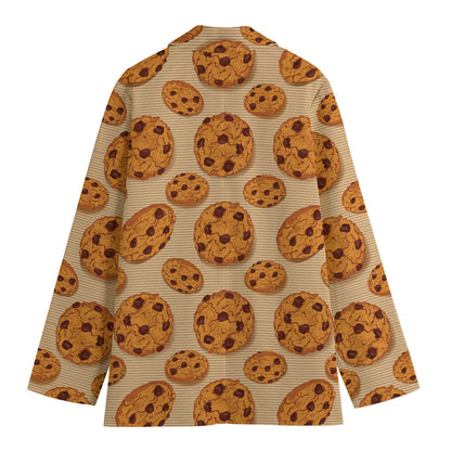 Chocolate Chip Cookie Pattern Print Women's Blazer