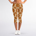 Chocolate Chip Cookie Pattern Print Women's Capri Leggings