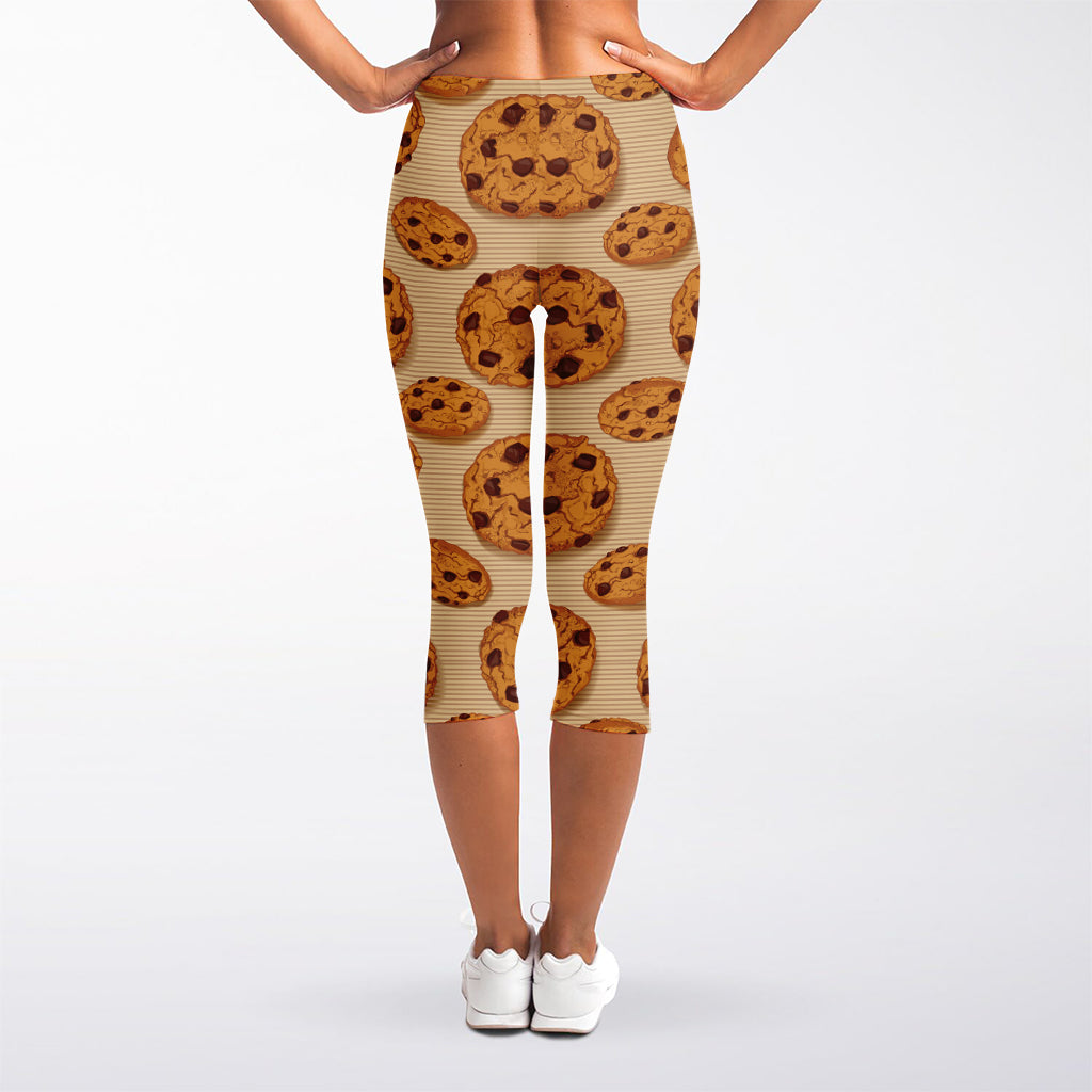 Chocolate Chip Cookie Pattern Print Women's Capri Leggings