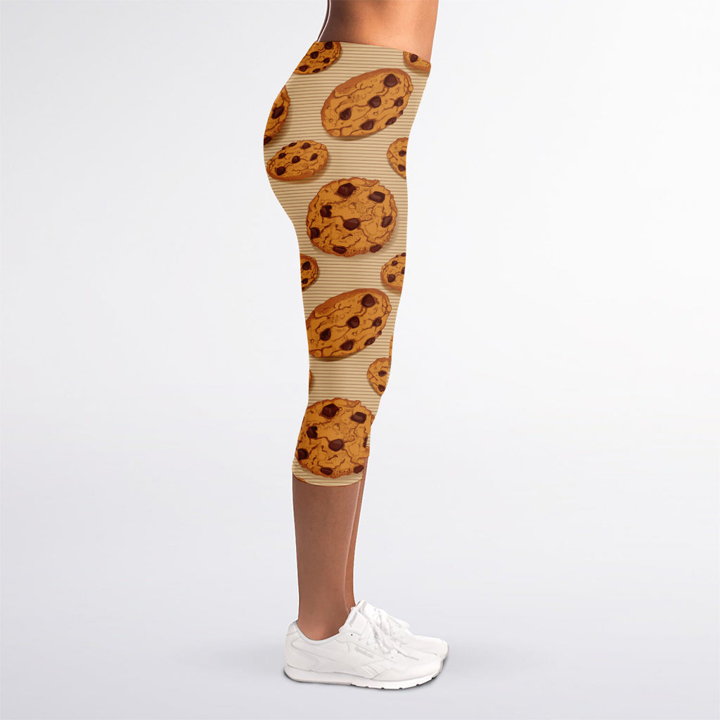 Chocolate Chip Cookie Pattern Print Women's Capri Leggings