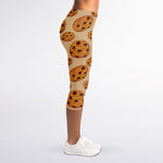 Chocolate Chip Cookie Pattern Print Women's Capri Leggings