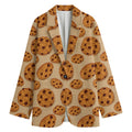 Chocolate Chip Cookie Pattern Print Women's Cotton Blazer