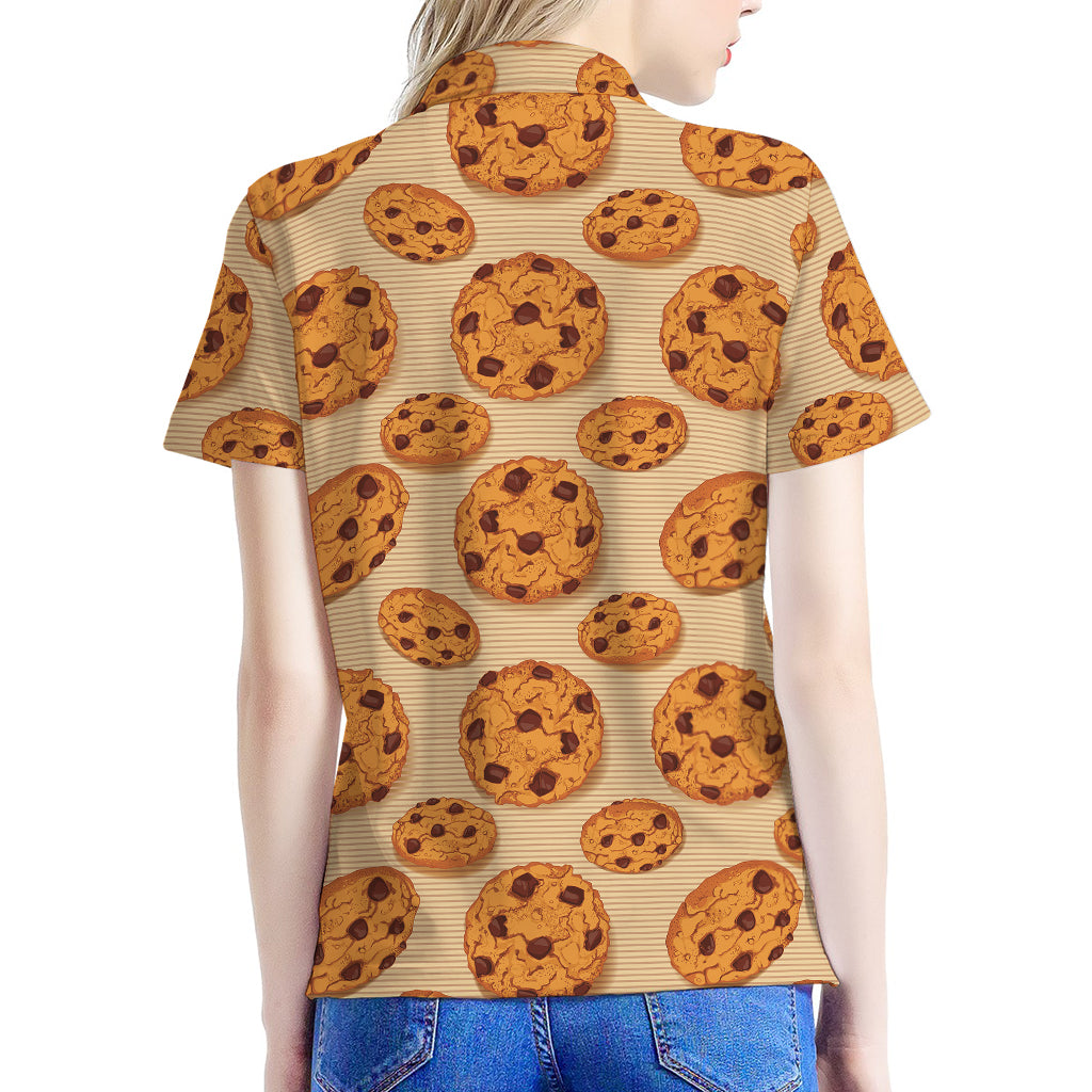 Chocolate Chip Cookie Pattern Print Women's Polo Shirt