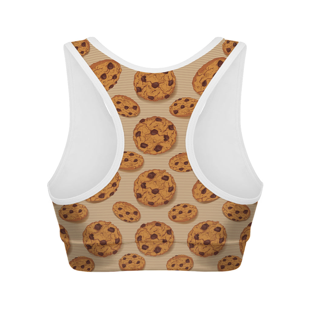 Chocolate Chip Cookie Pattern Print Women's Sports Bra