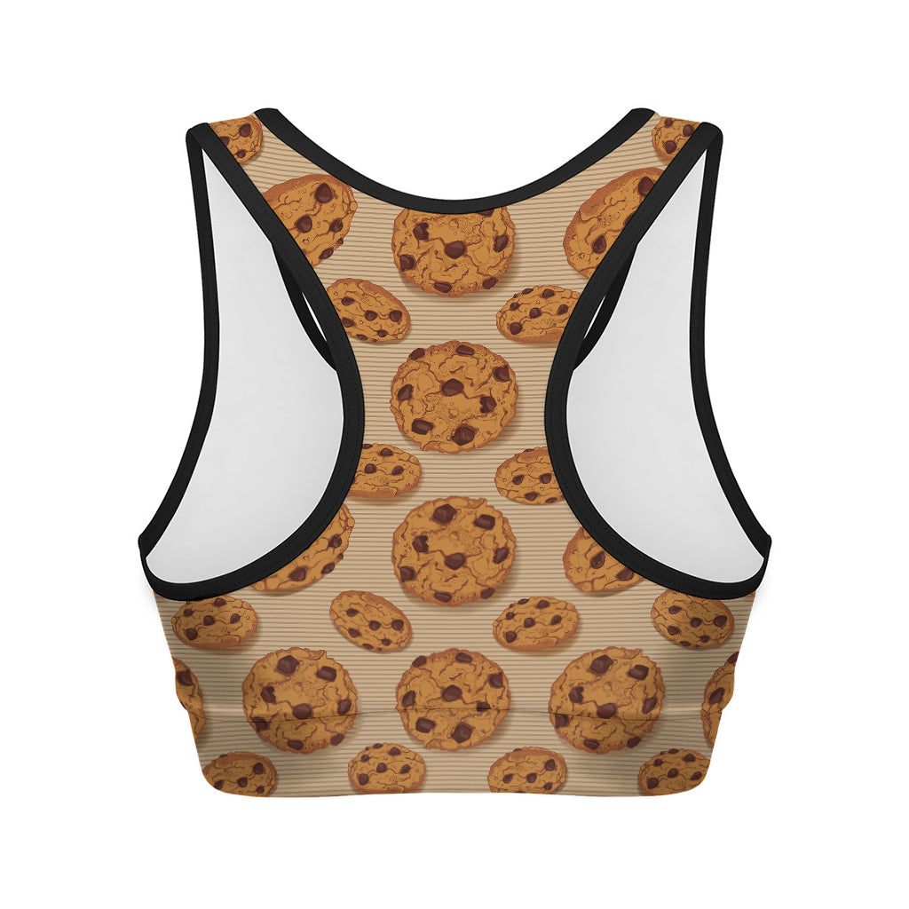 Chocolate Chip Cookie Pattern Print Women's Sports Bra