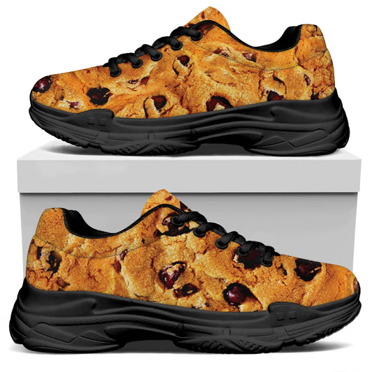 Chocolate Chip Cookie Print Black Chunky Shoes