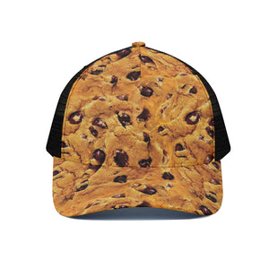 Chocolate Chip Cookie Print Black Mesh Trucker Cap