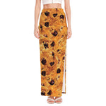 Chocolate Chip Cookie Print High Slit Maxi Skirt