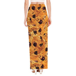 Chocolate Chip Cookie Print High Slit Maxi Skirt