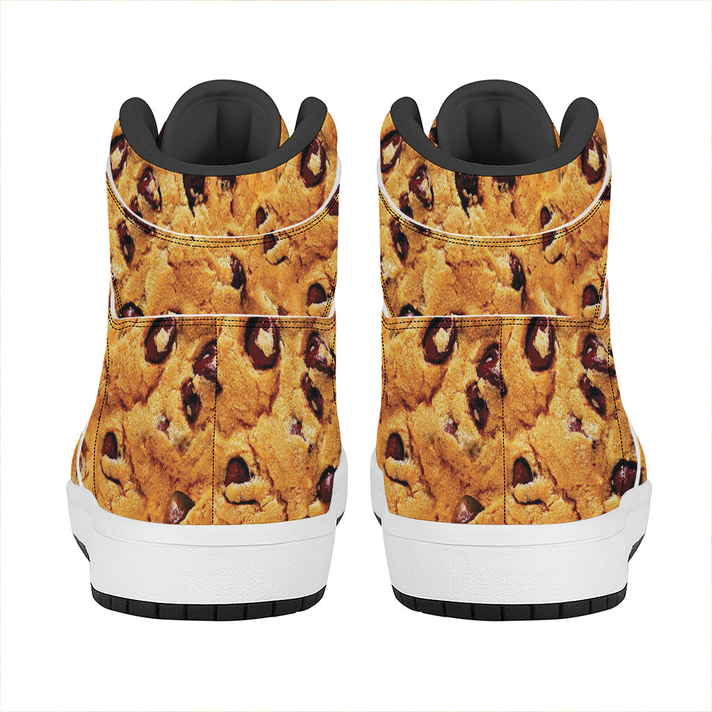 Chocolate Chip Cookie Print High Top Leather Sneakers