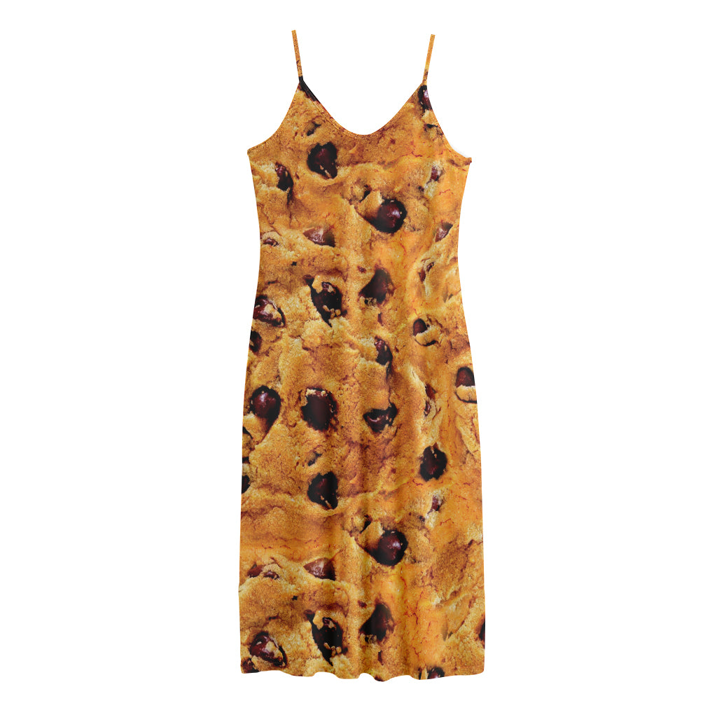 Chocolate Chip Cookie Print Jersey Midi Cami Dress