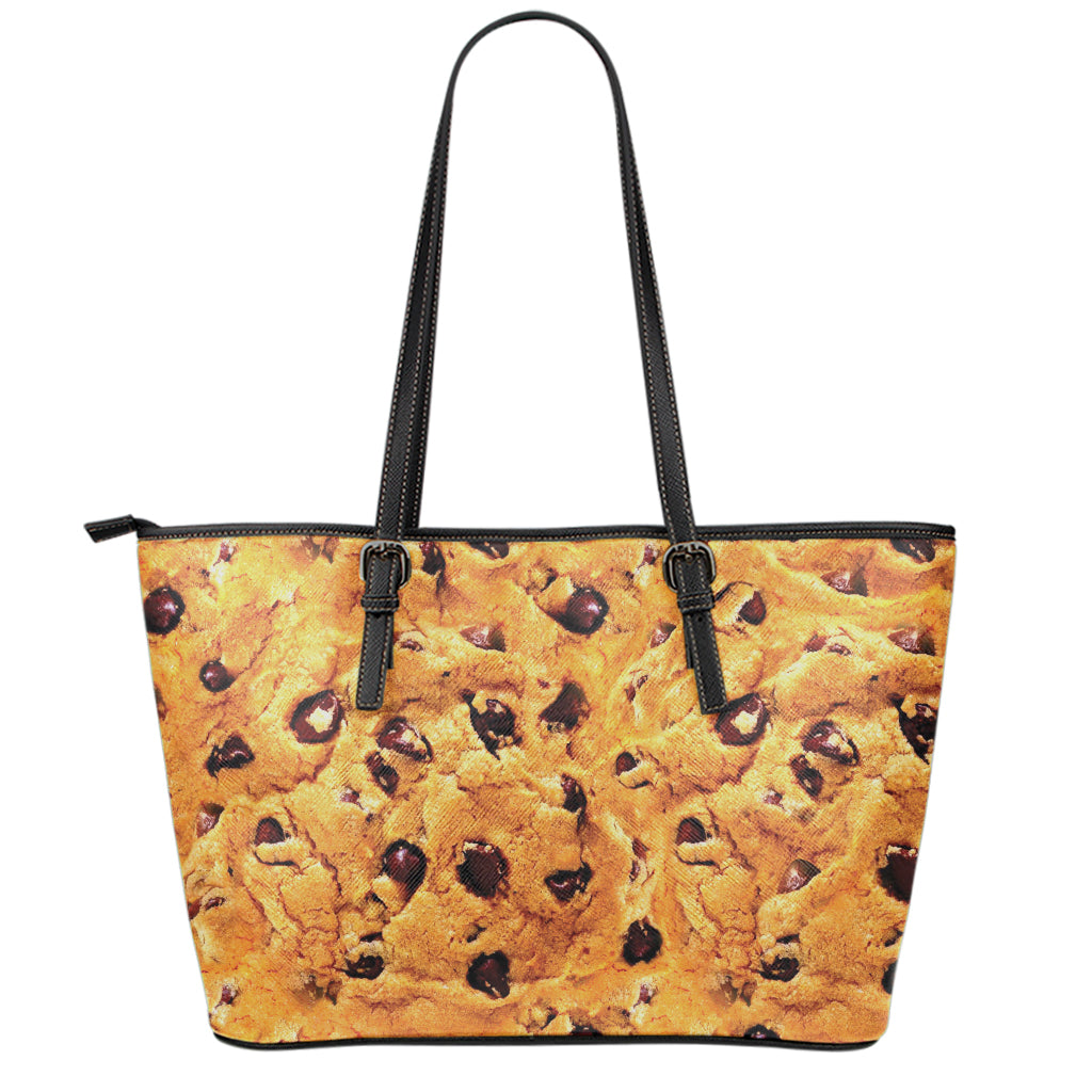 Chocolate Chip Cookie Print Leather Tote Bag