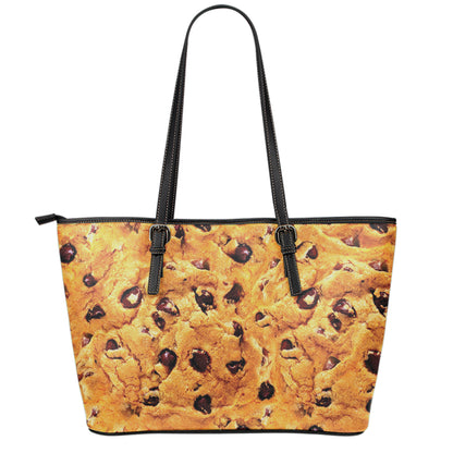 Chocolate Chip Cookie Print Leather Tote Bag