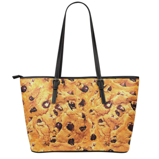 Chocolate Chip Cookie Print Leather Tote Bag