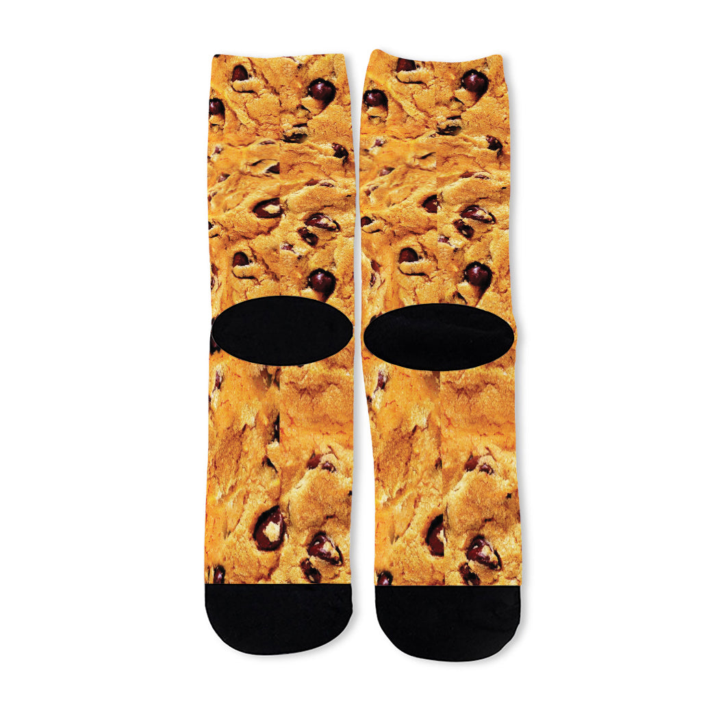 Chocolate Chip Cookie Print Long Socks