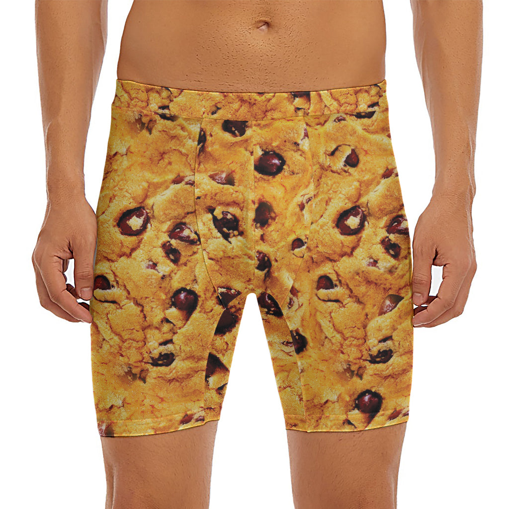 Chocolate Chip Cookie Print Men's Long Boxer Briefs