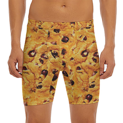 Chocolate Chip Cookie Print Men's Long Boxer Briefs