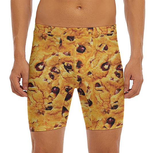 Chocolate Chip Cookie Print Men's Long Boxer Briefs