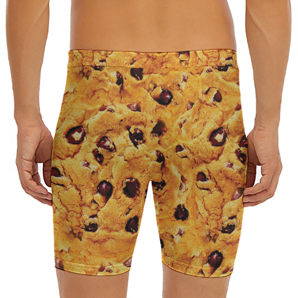 Chocolate Chip Cookie Print Men's Long Boxer Briefs