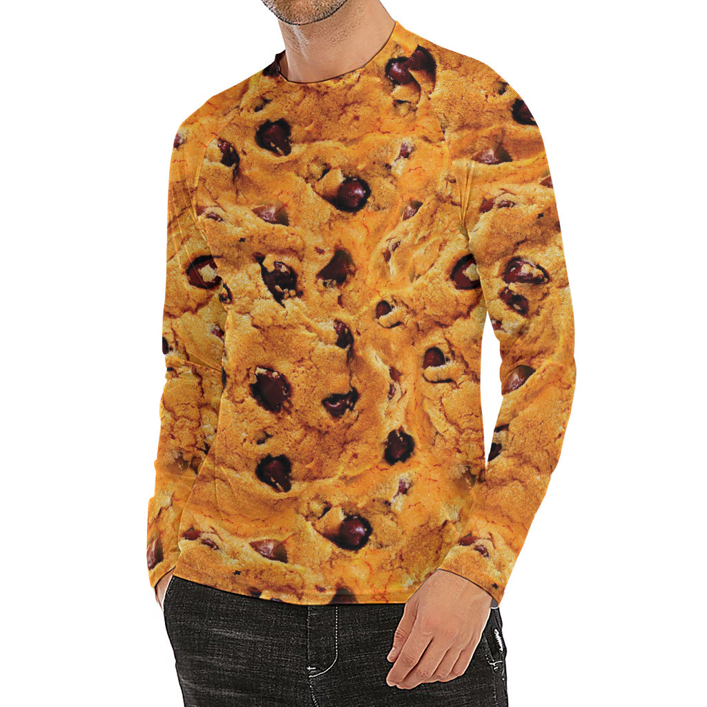 Chocolate Chip Cookie Print Men's Long Sleeve Rash Guard