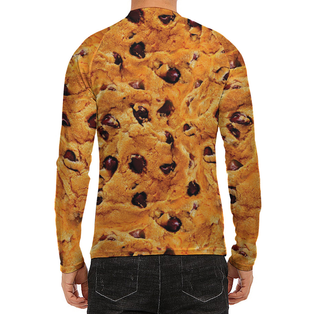 Chocolate Chip Cookie Print Men's Long Sleeve Rash Guard