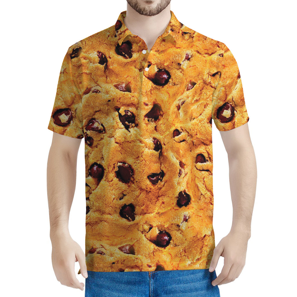 Chocolate Chip Cookie Print Men's Polo Shirt
